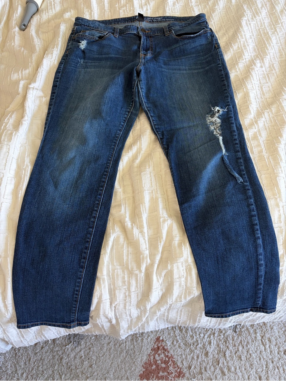GAP Women's Dark Blue Distressed Boyfriend Jeans